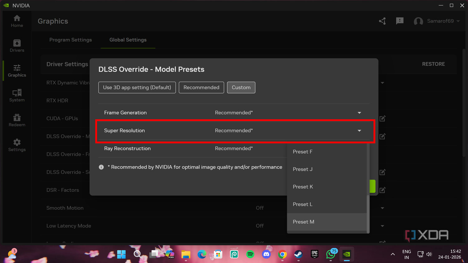 selecting-dlss-preset-in-nvidia-app