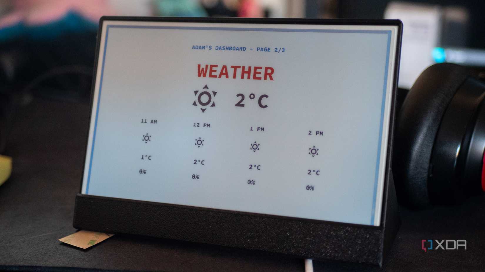 Pantalla Spectra de 6 colores que muestra el clima