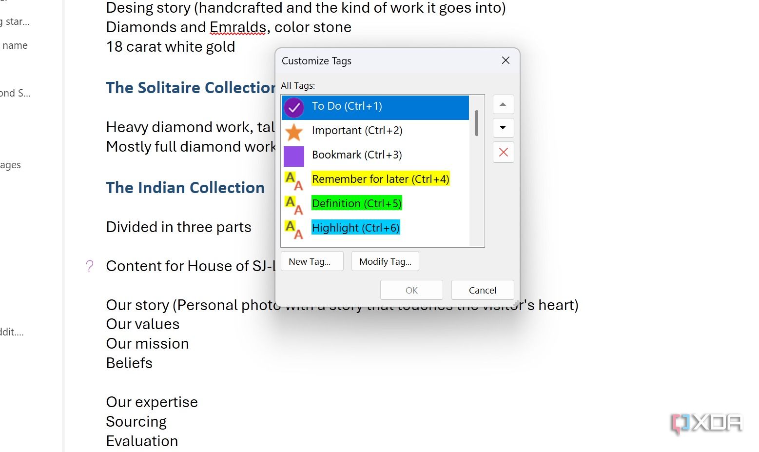 I started using tags in OneNote and I should have sooner