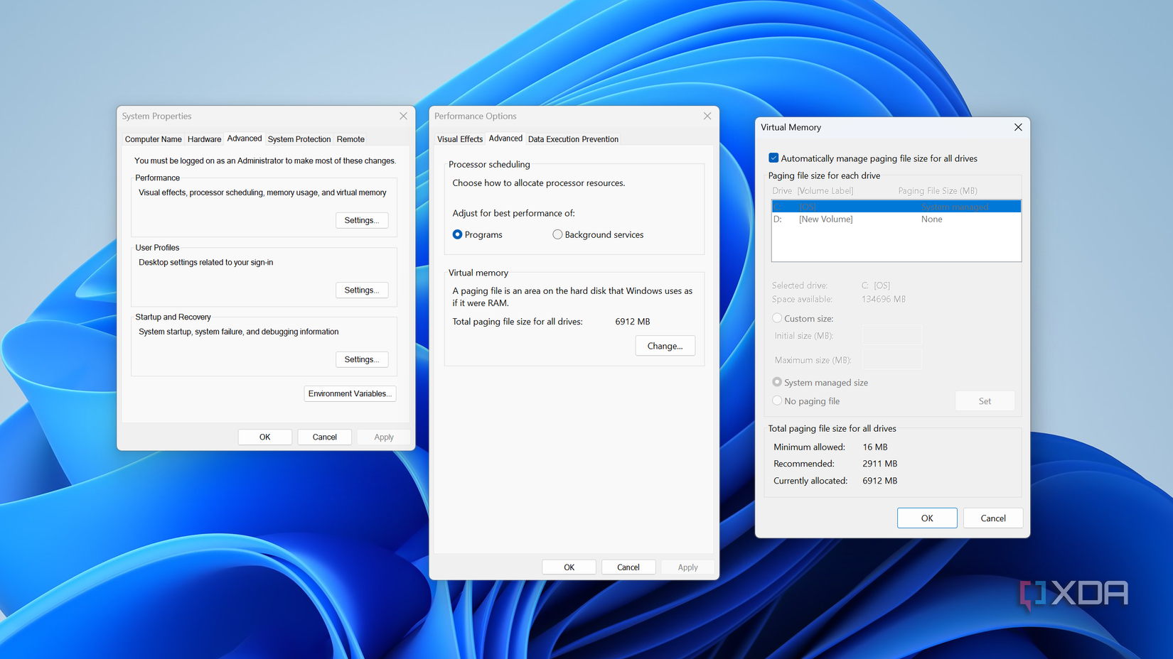 Configuración de la memoria virtual en Windows 11