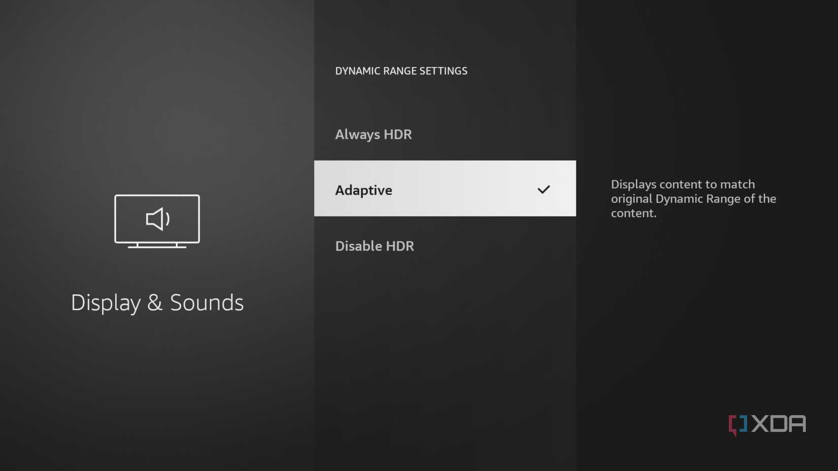 Adaptive Dynamic Range Settings in Fire TV Stick