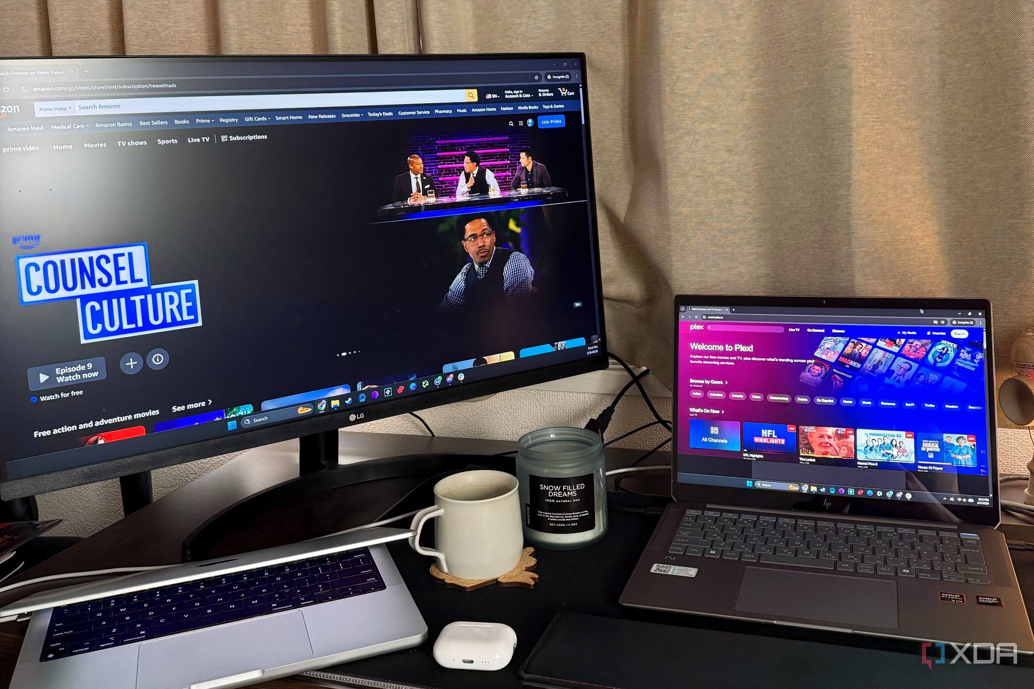 Amazon Freevee and Plex homepage