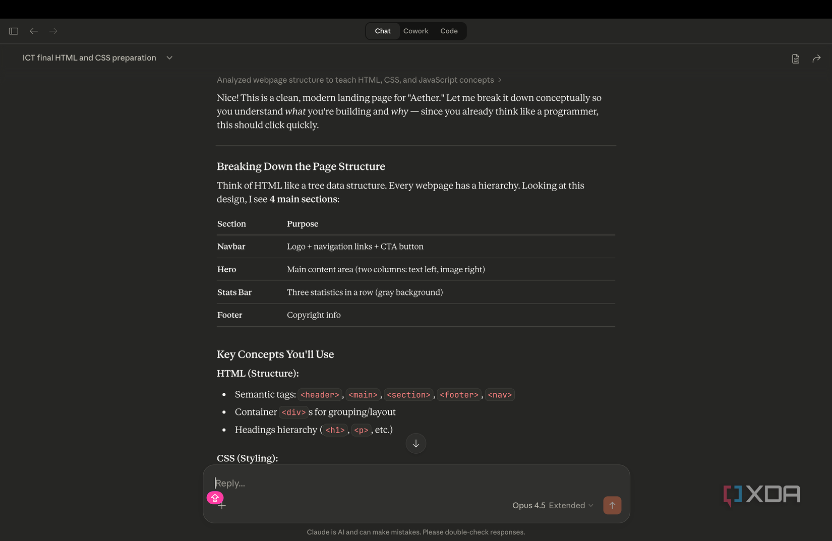 Claude explicando las TIC HTML y CSS