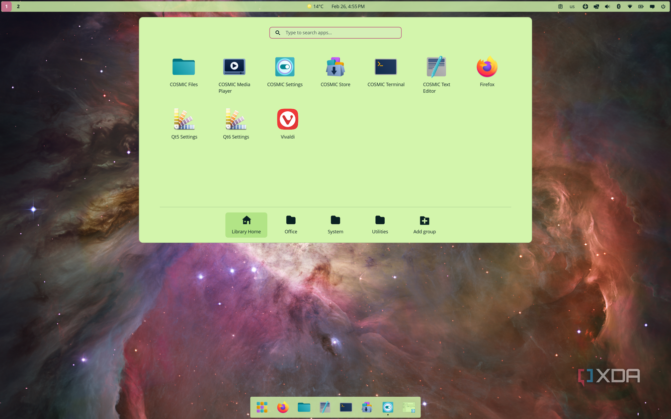 Screenshot of the application launcher in COSMID desktop