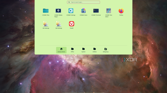 Screenshot of the application launcher in COSMID desktop