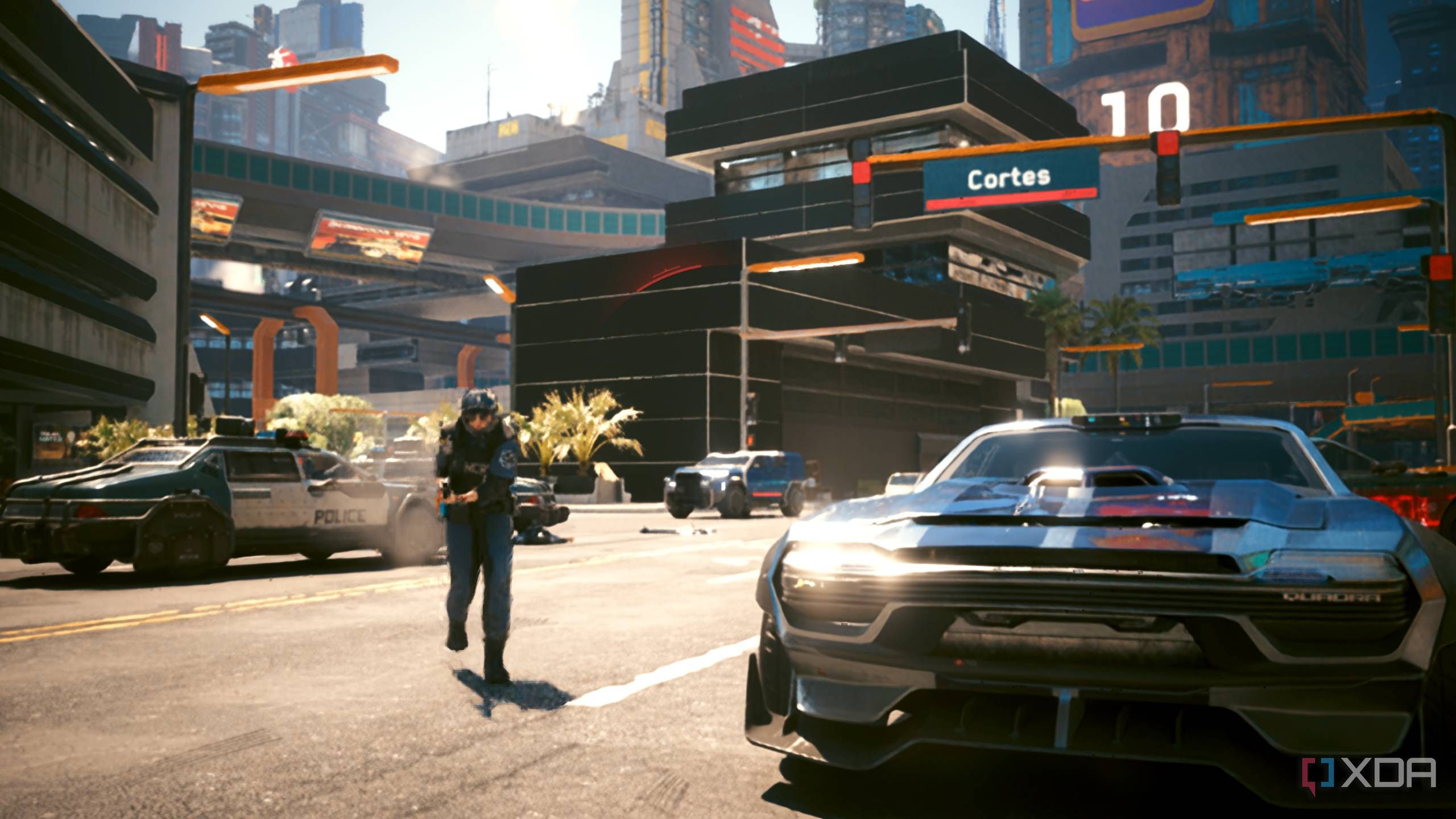 Cyberpunk 2077 в разрешении 240p, увеличенном до 1440p.