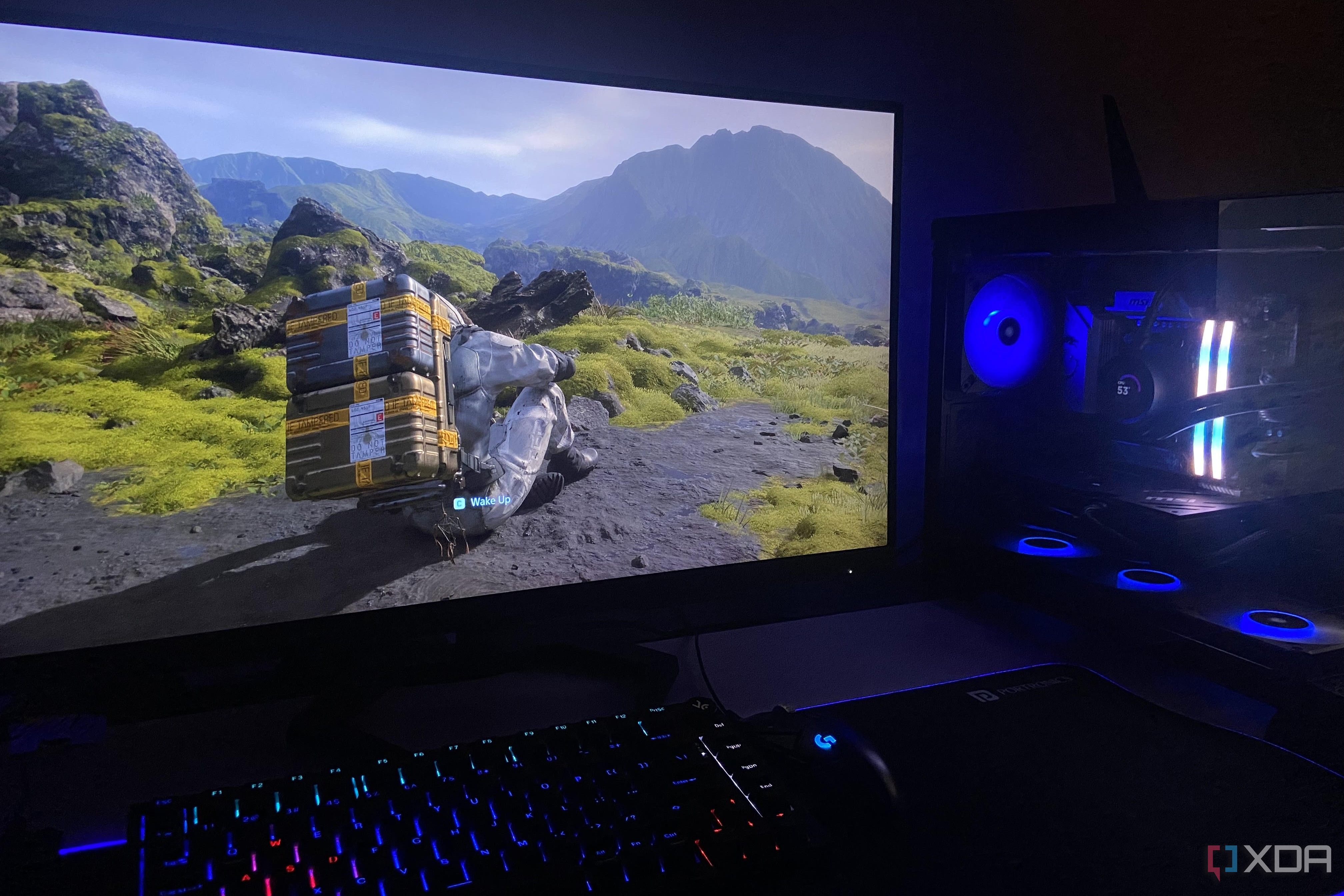 An image of Death Stranding running on a gaming PC. 