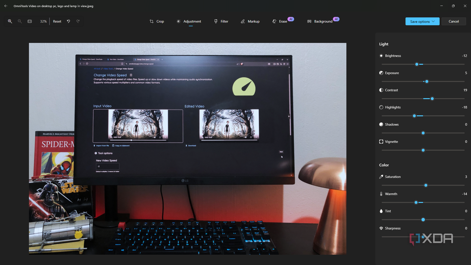 Editing image in Windows Photos