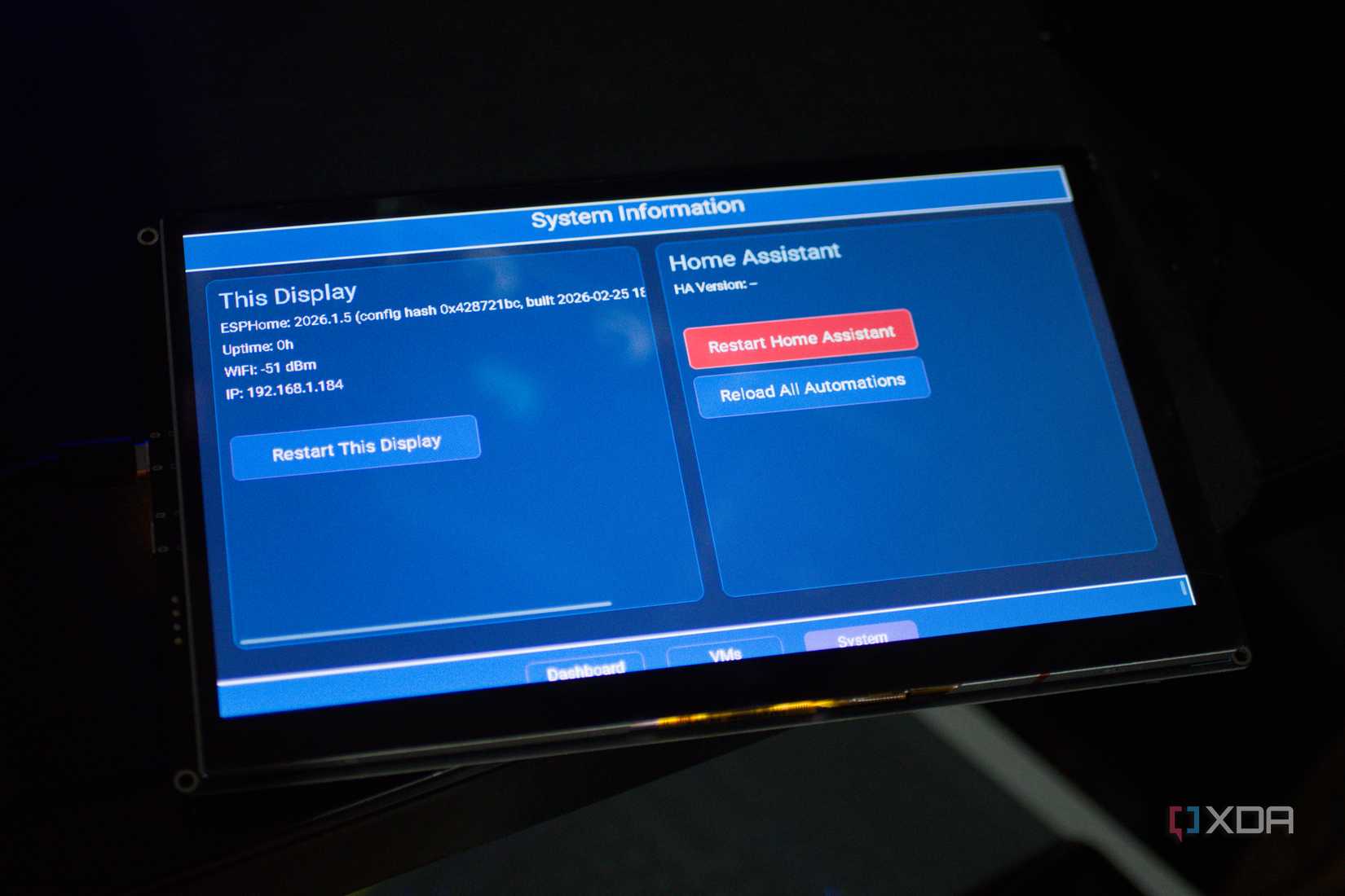Elecrow CrowPanel Advance ESP32-P4 10.1-inch display system info
