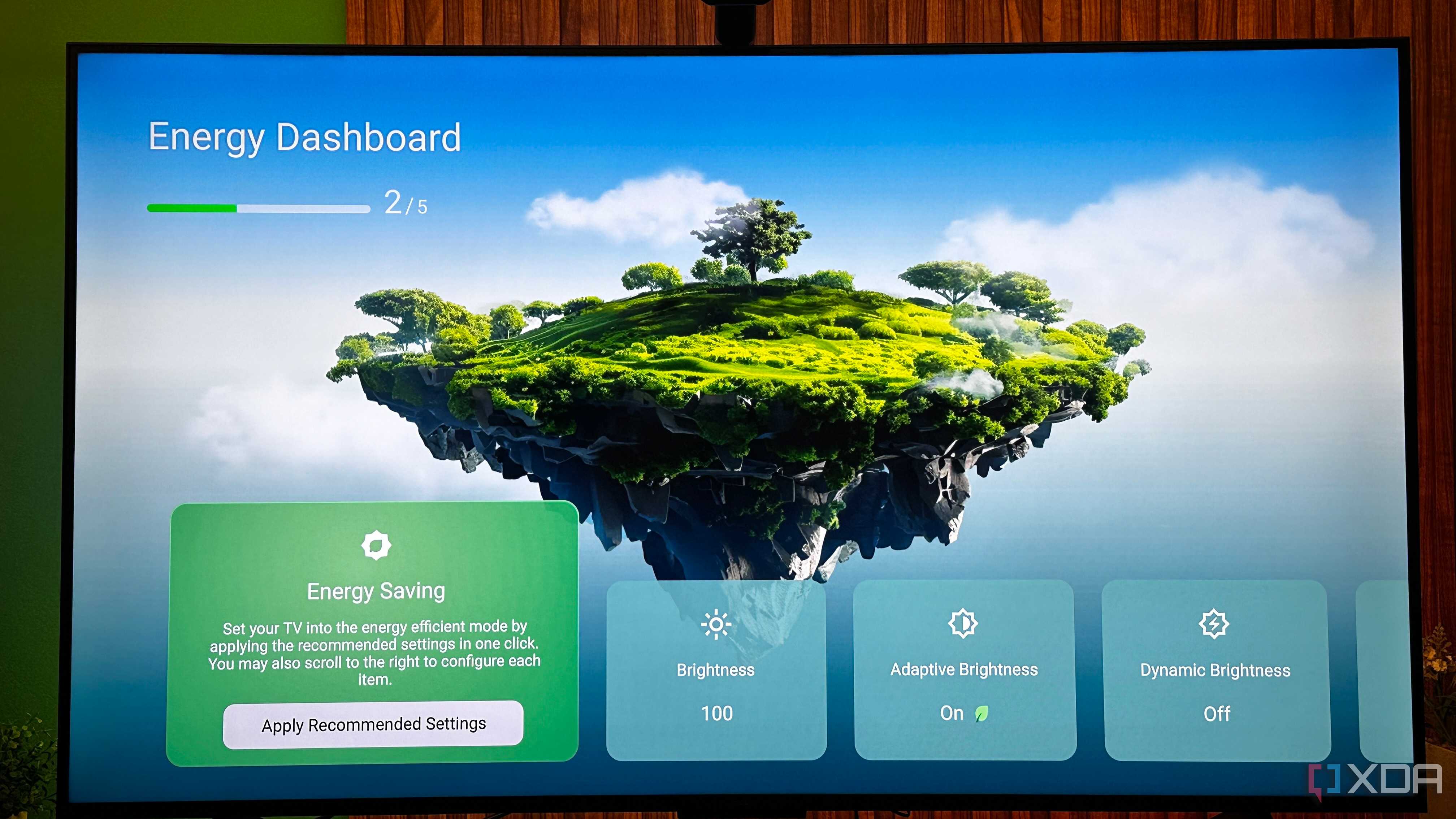 A TCL Smart TV's Power and Energy settings dashboard.