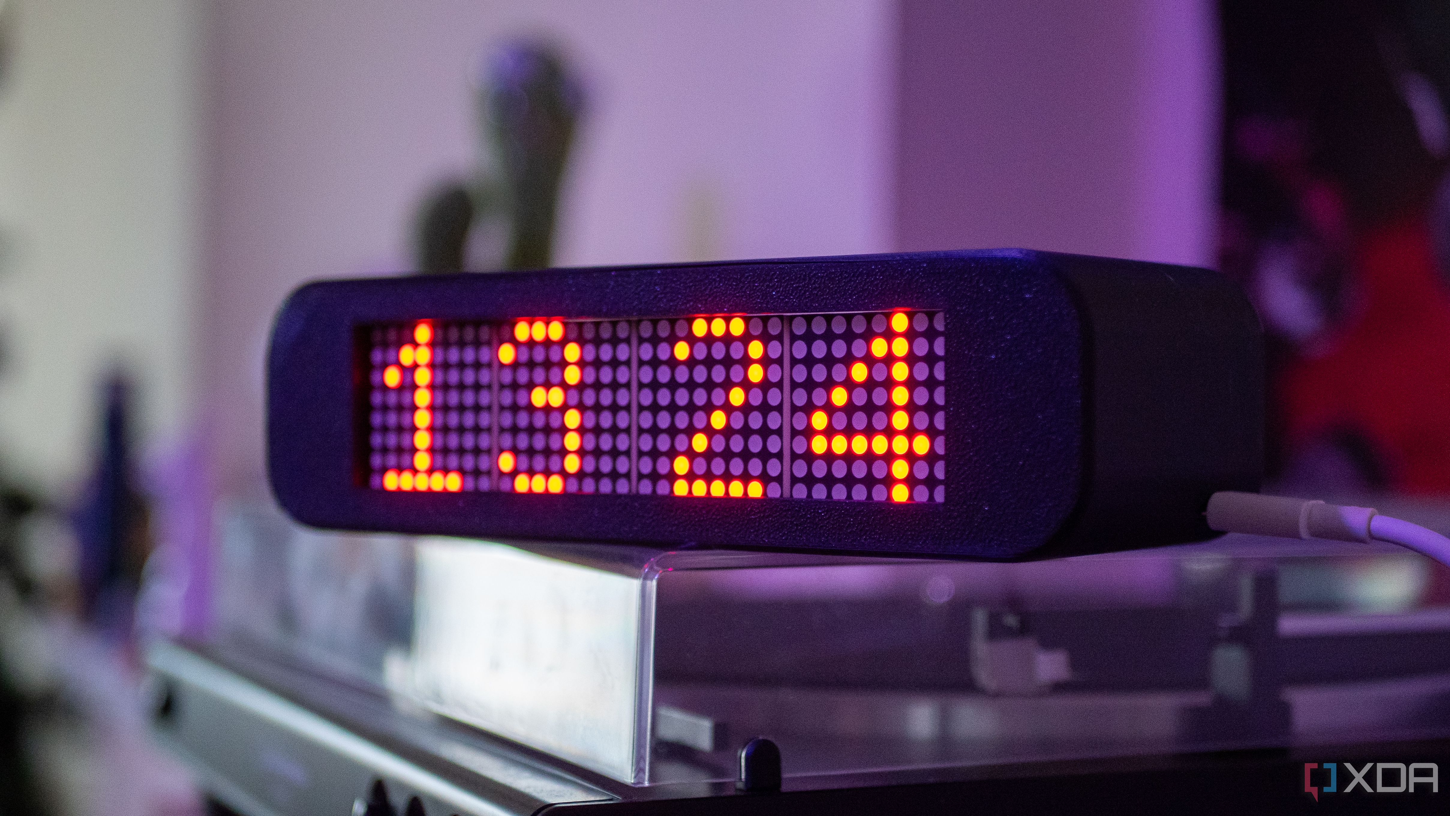 ESP32 connected to MAX7219 LED display in a 3D printed case