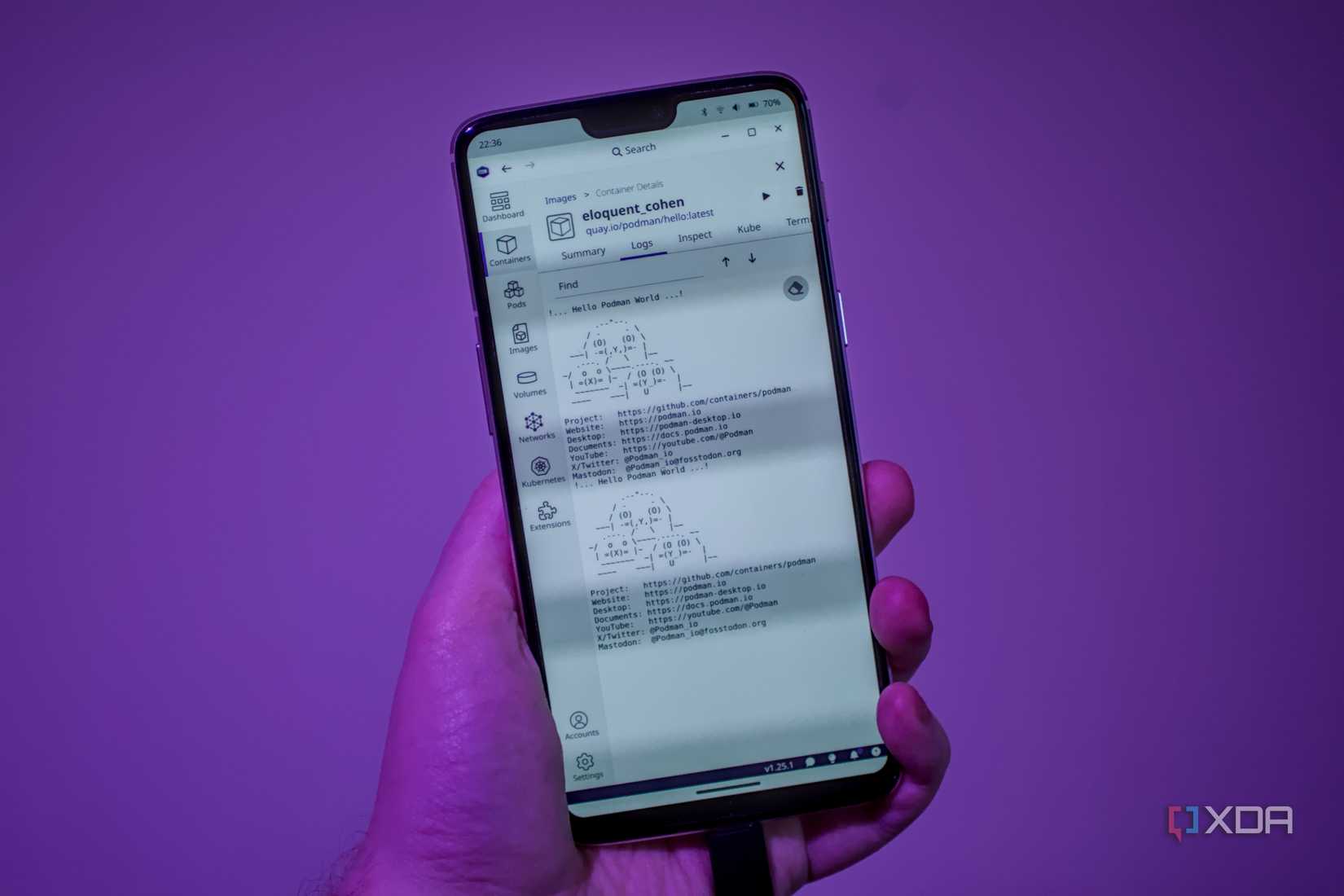 Contenedor Podman ejecutándose en Pocketblue en OnePlus 6