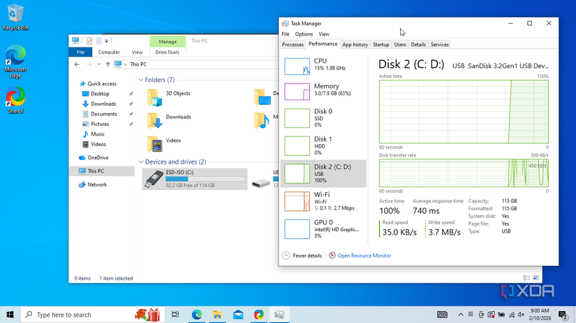 I installed Windows on a flash drive and it ran fine