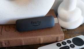Amazon's Fire TV stick sitting on a book