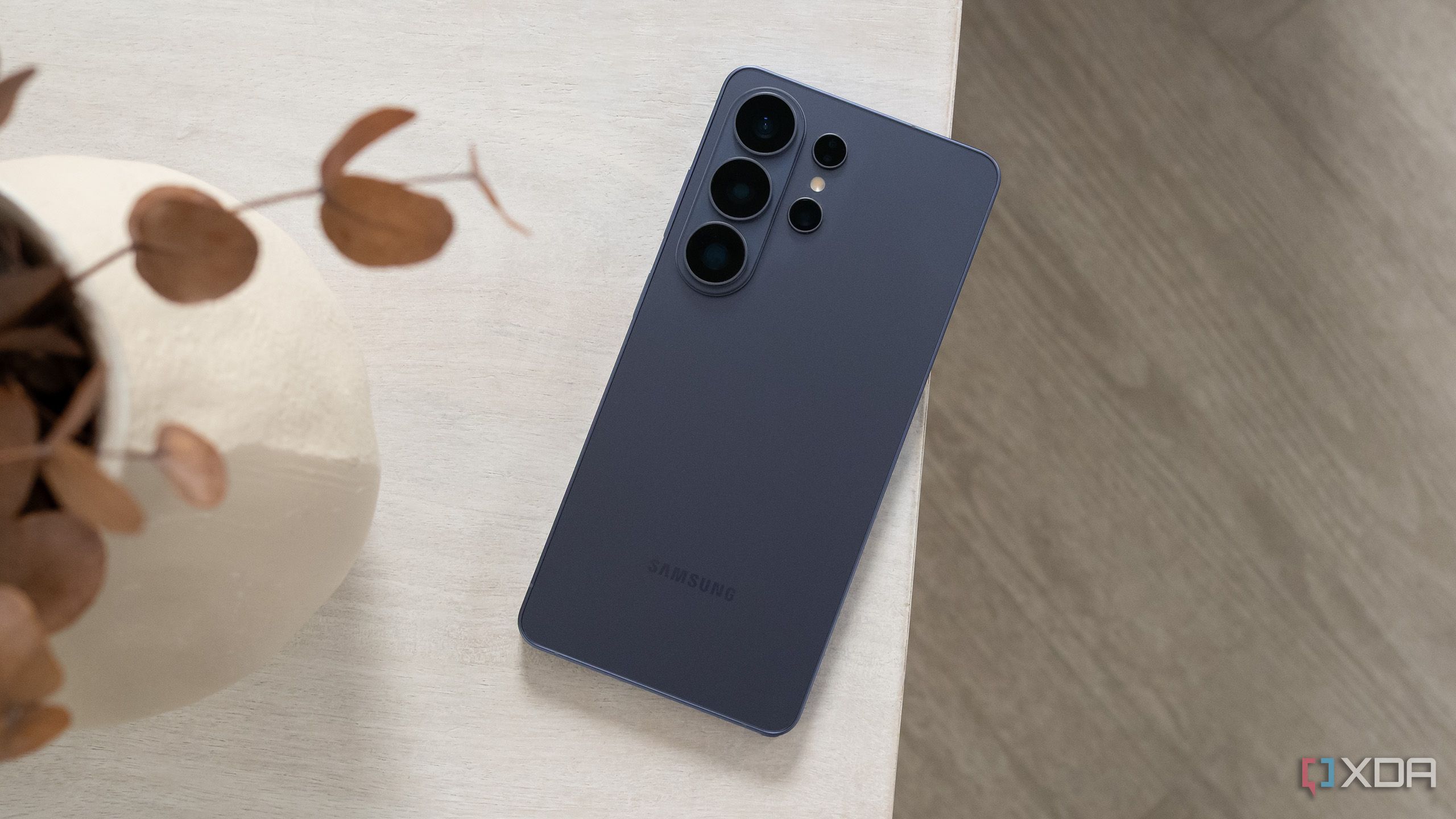 The Galaxy S26 Ultra sitting on a table 