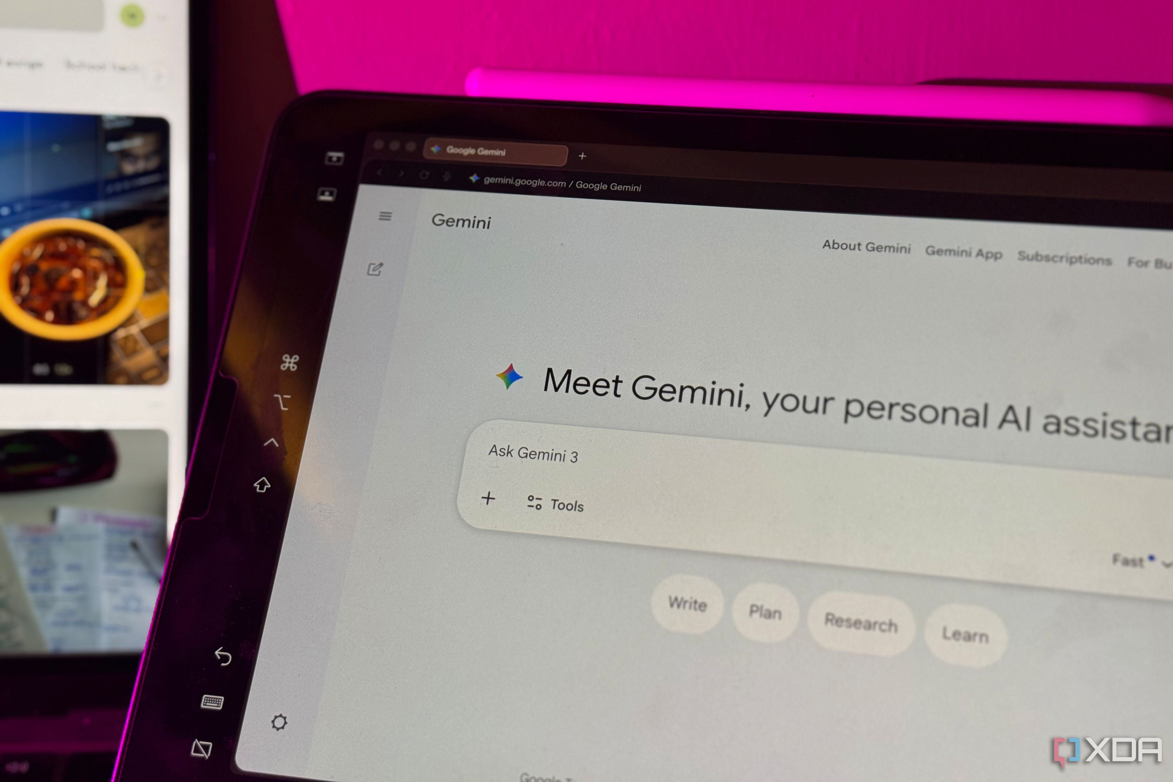Gemini website on an iPad