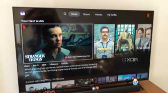 Netflix app home screen on Google TV on a 4K TV