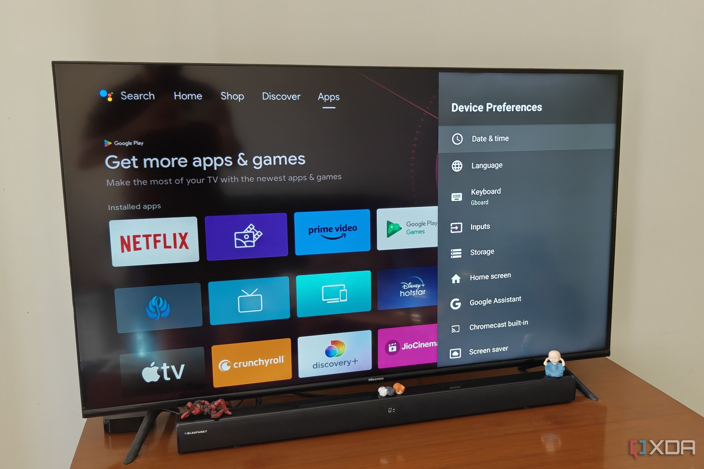 Google TV settings on a 4K TV