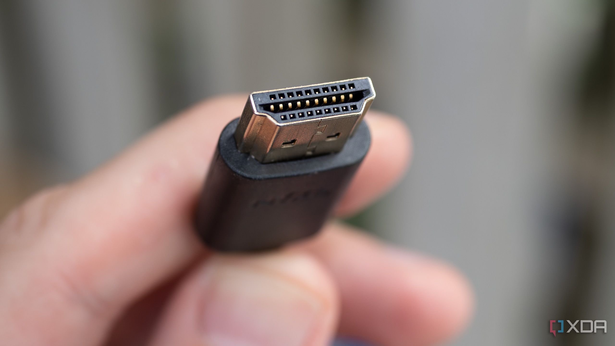 A close up look at an HDMI cable 