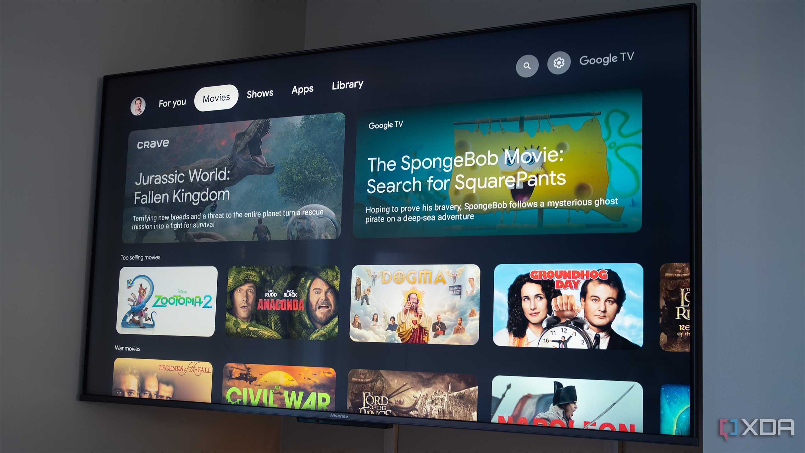 A Hisense TV's menu