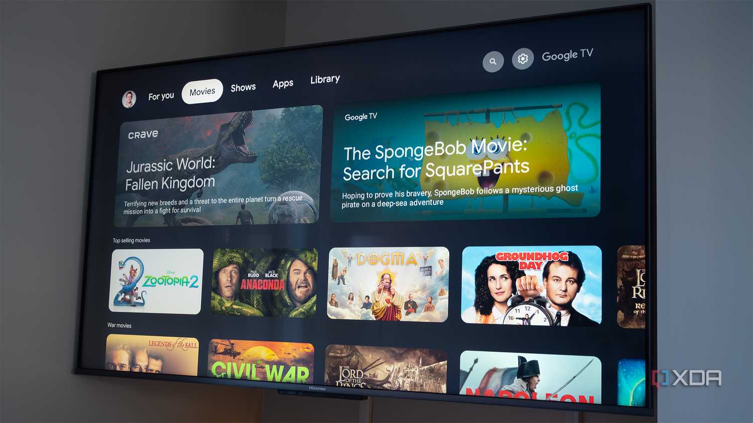 A Hisense TV's menu