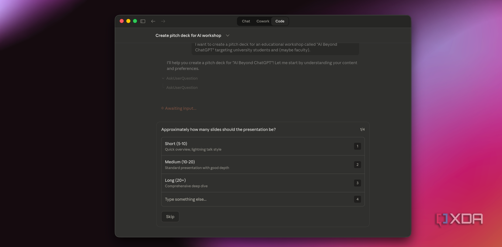 how many slides claude 