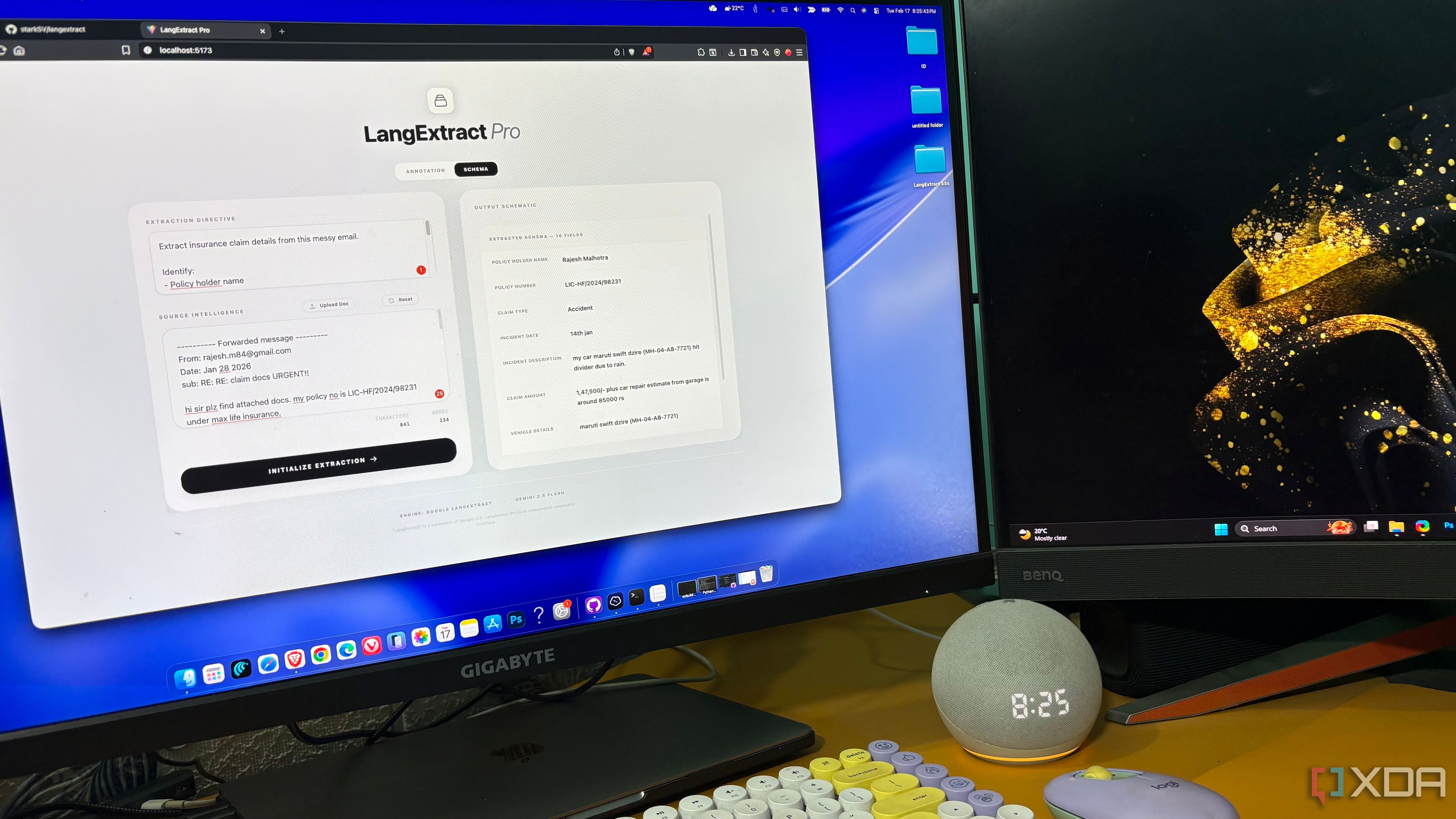 App based on LangExtract running on MacBook via external monitor