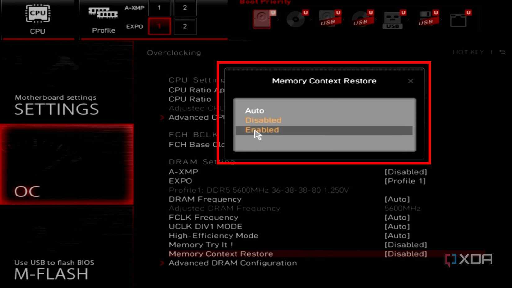 Отключение функции Memory Context Restore решило проблему случайных сбоев на AM5 Настройка Memory Context Restore в меню BIOS материнской платы MSI