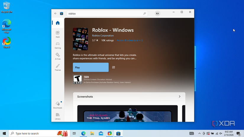 Microsoft Store su un'installazione portatile di Windows