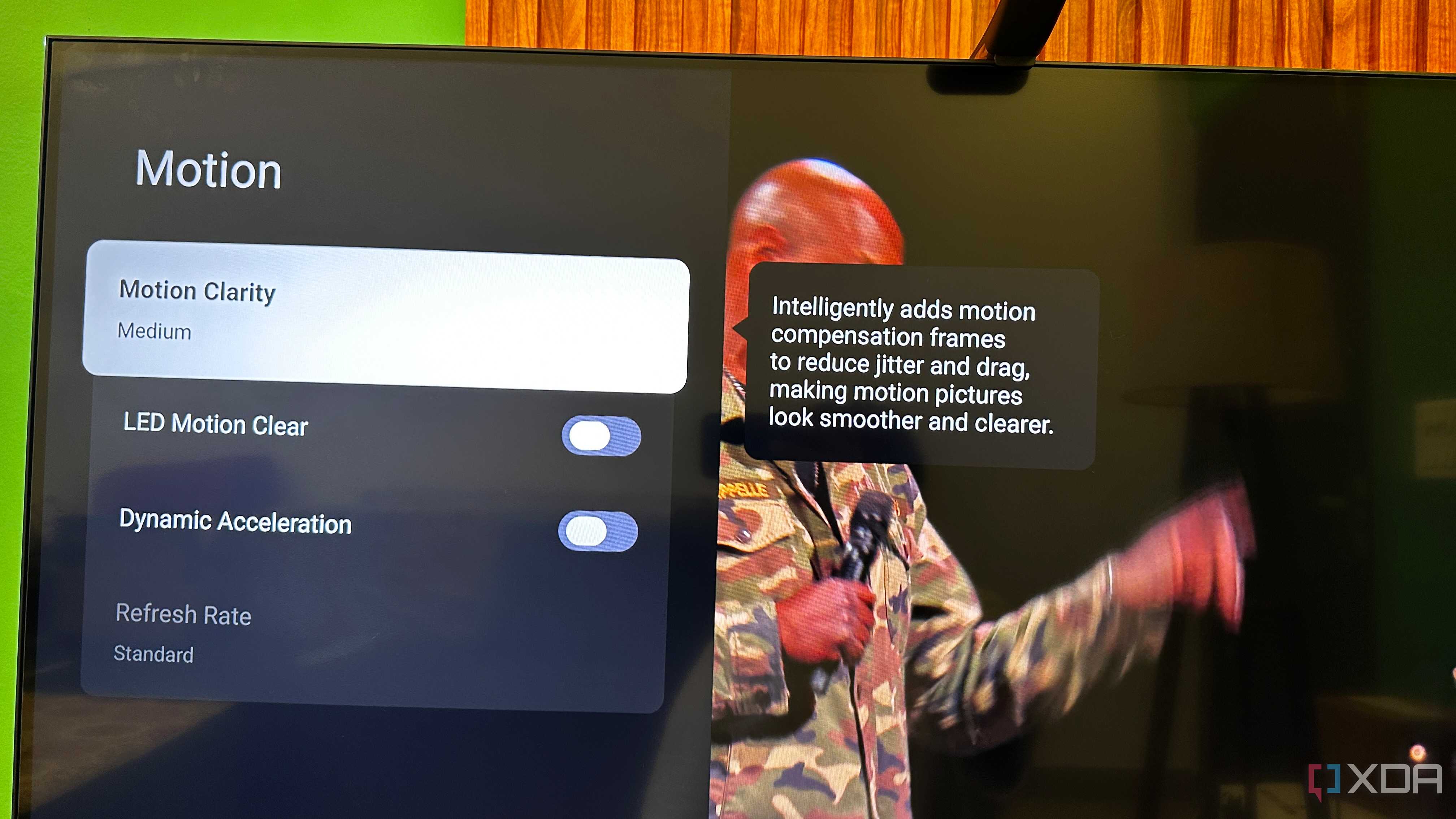 Motion Clarity settings on a Smart TV.