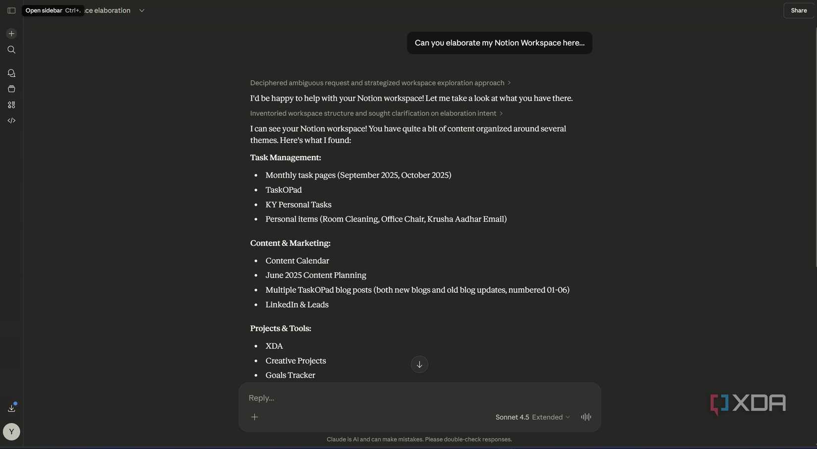 Prueba de conexión de Notion Claude