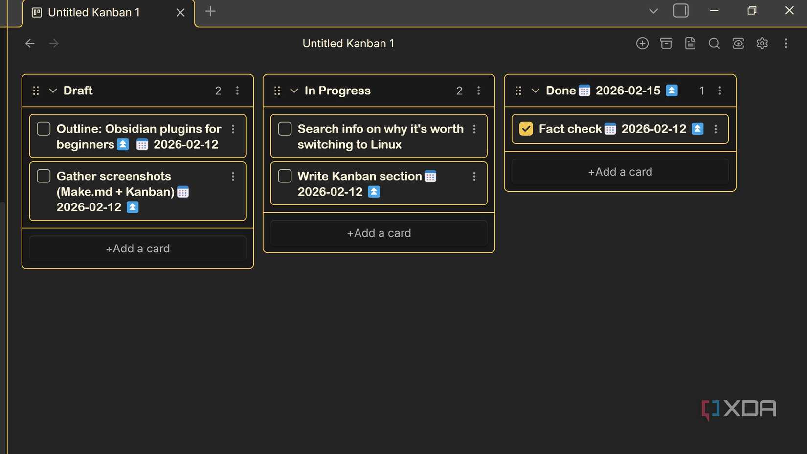 অবসিডিয়ান কানবান বোর্ড