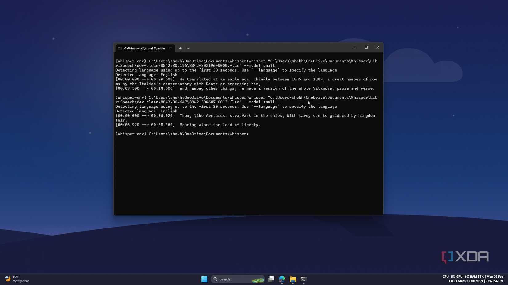 openai whisper output of two separate audios