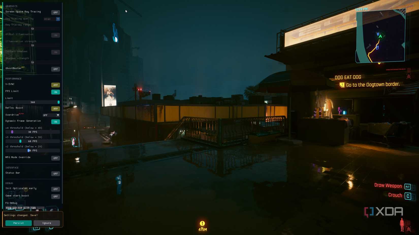 NexusMods DLSS Enabler running on Cyberpunk 2077. 
