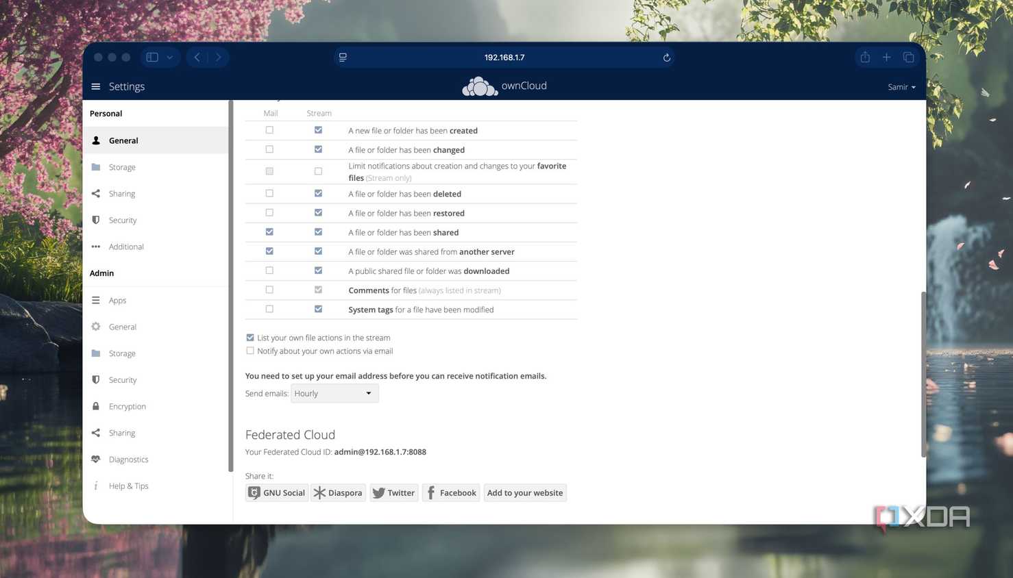 General Settings in ownCloud