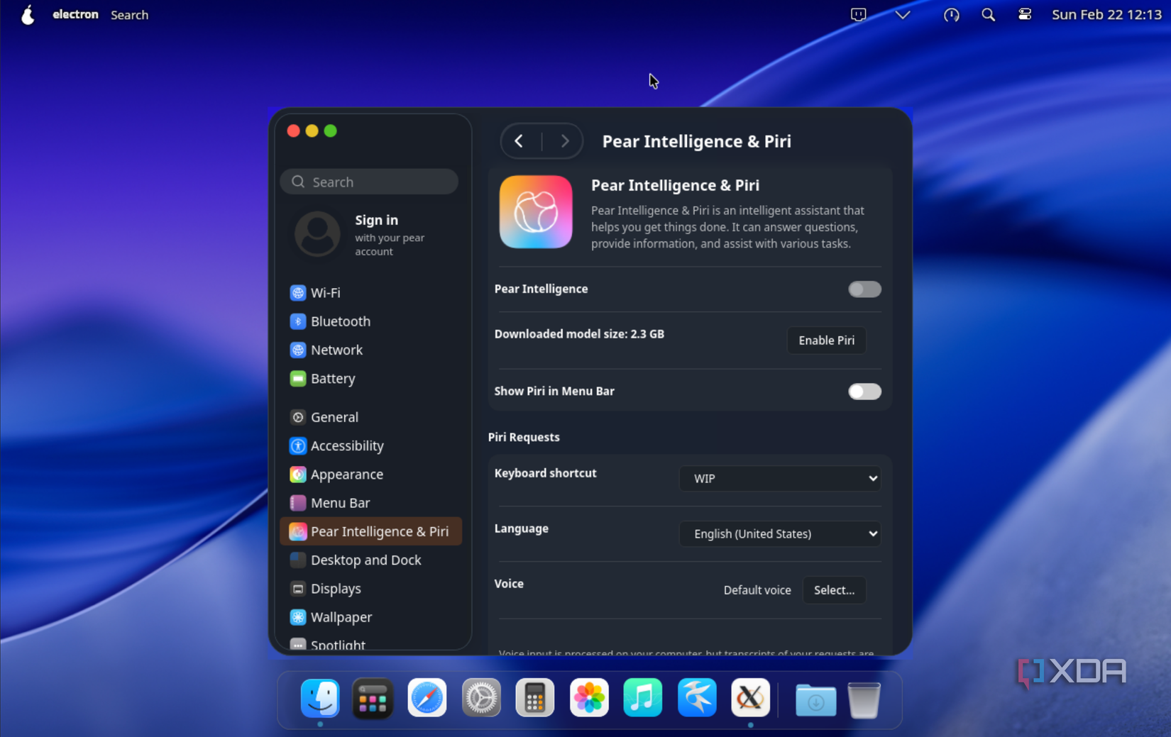 pearOS Pear Intelligence settings