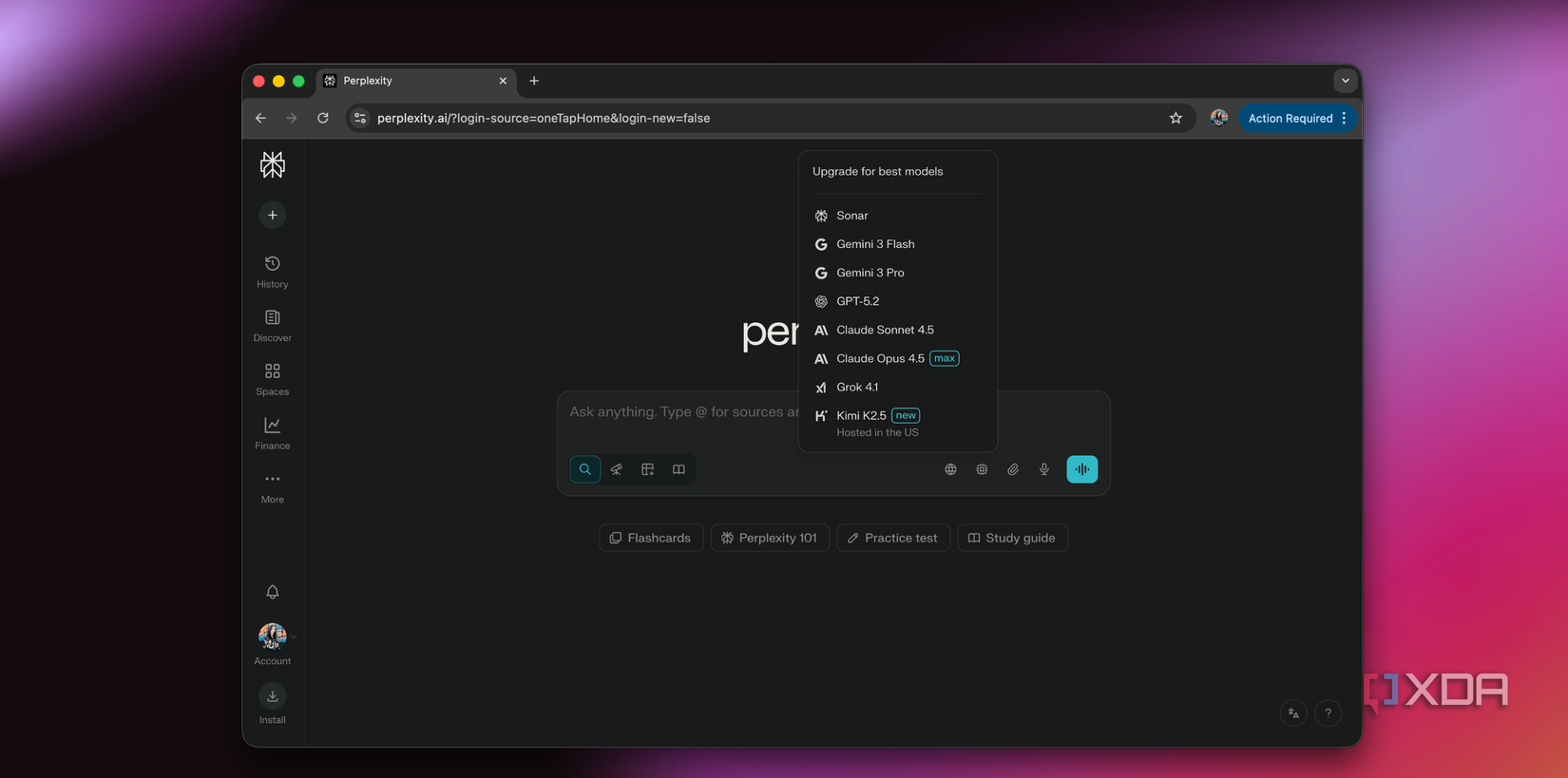 selector de modelo de perplejidad