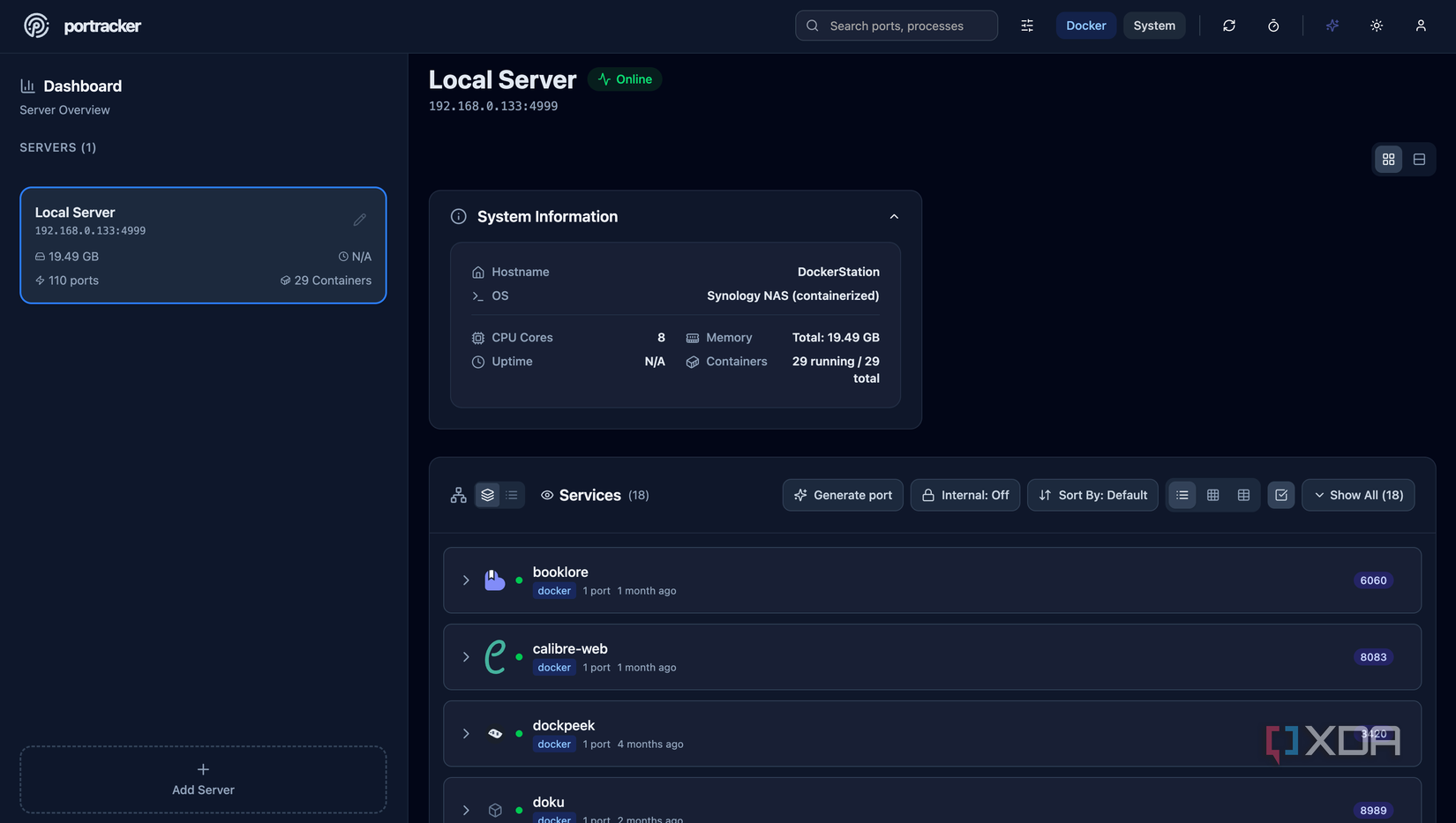 Panel de control del rastreador