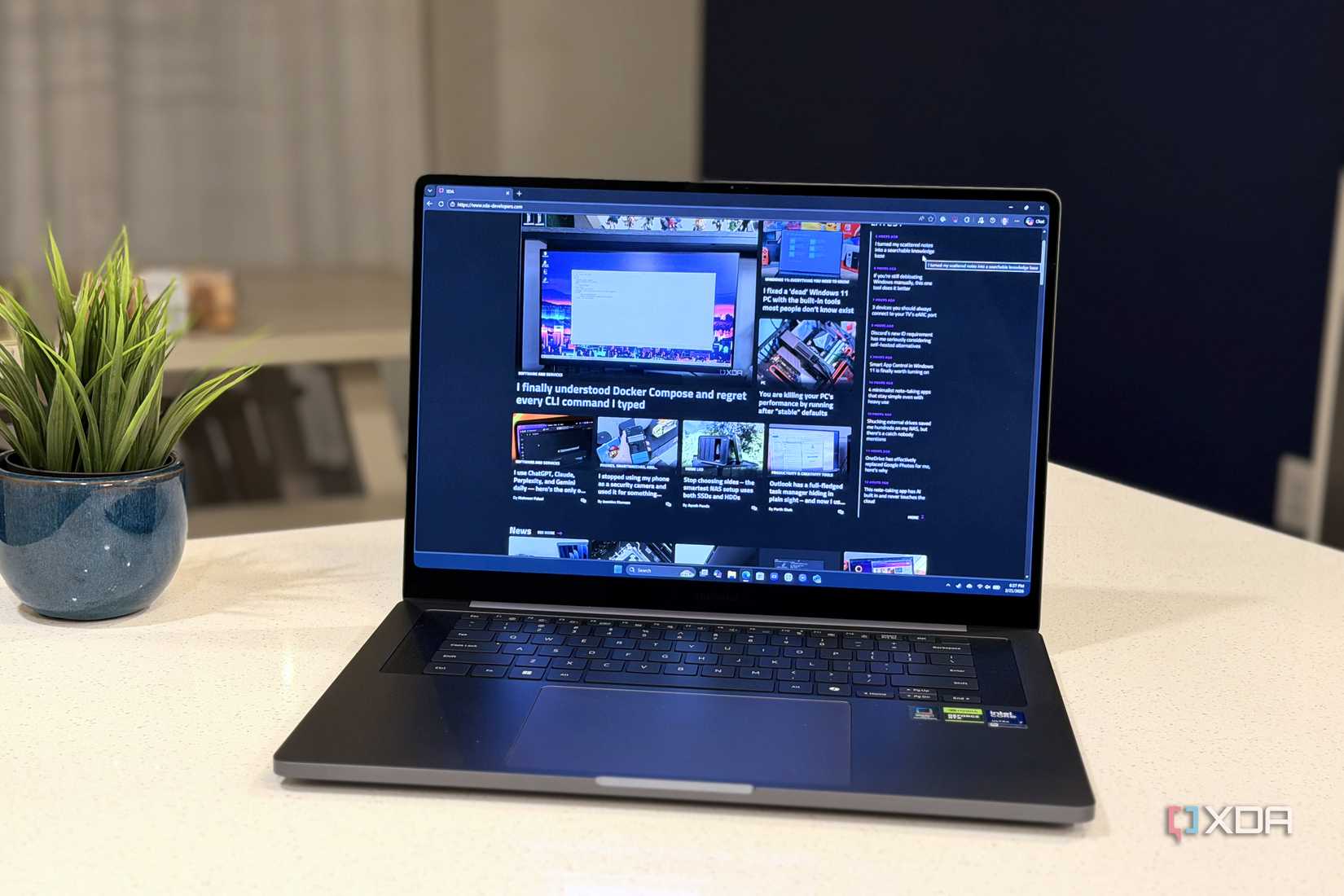 samsung galaxy book 6 ultra open on a countertop