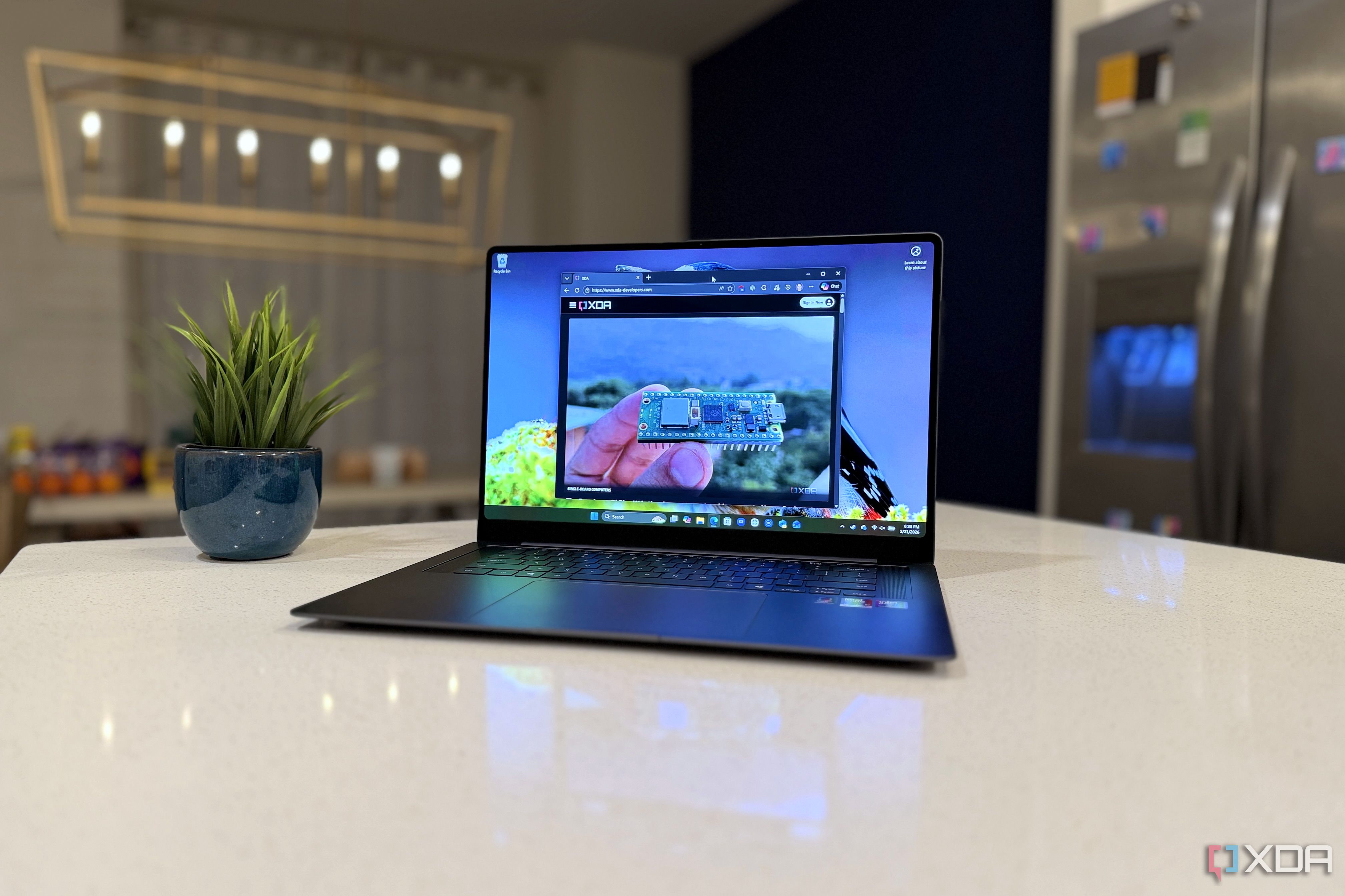 samsung galaxy book6 ultra on a kitchen counter