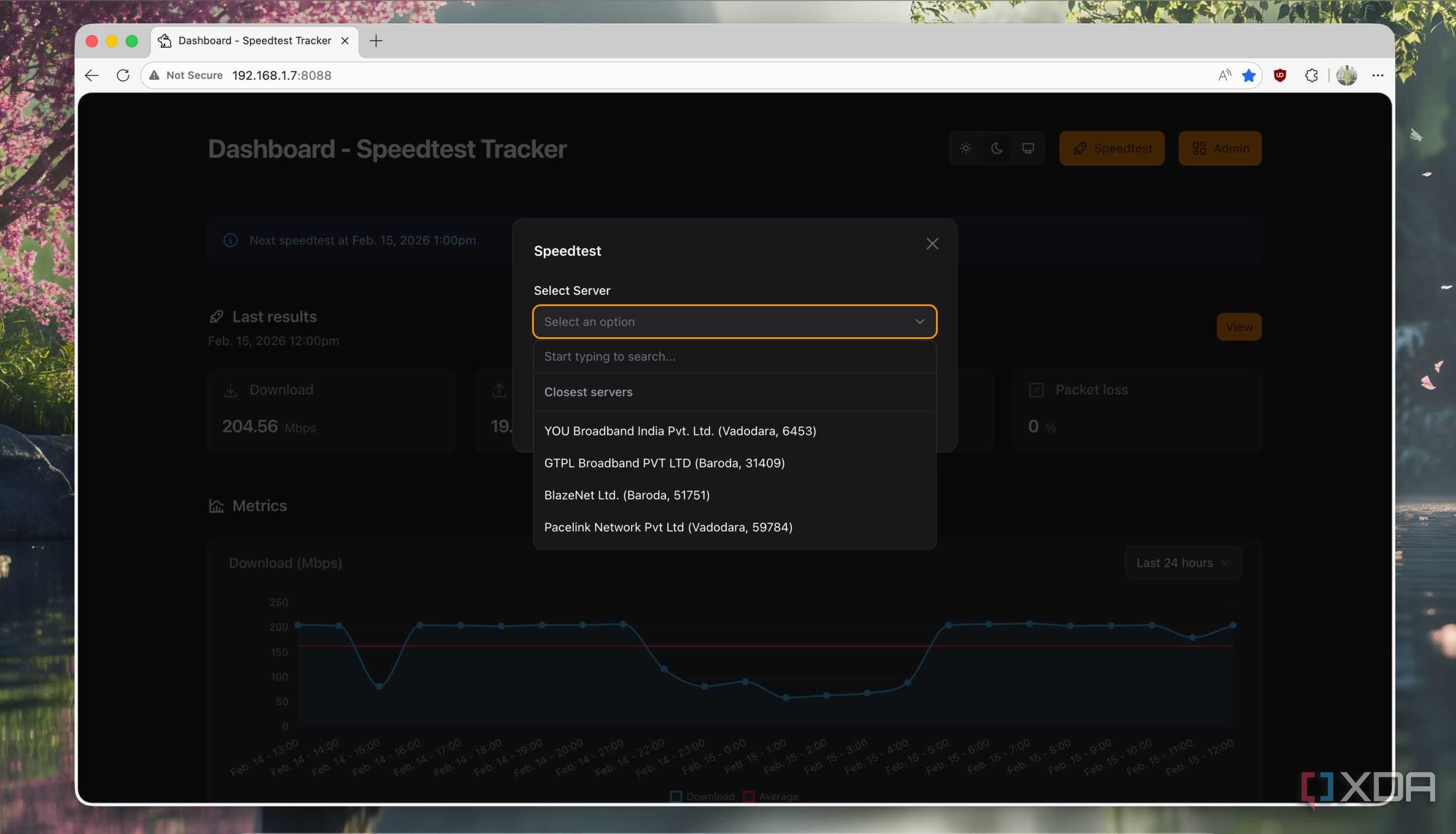 Speed Trracker Graph This self-hosted speed tracker monitors my network and graphs my ...