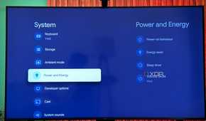 A TCL Smart TV's Power and Energy settings.