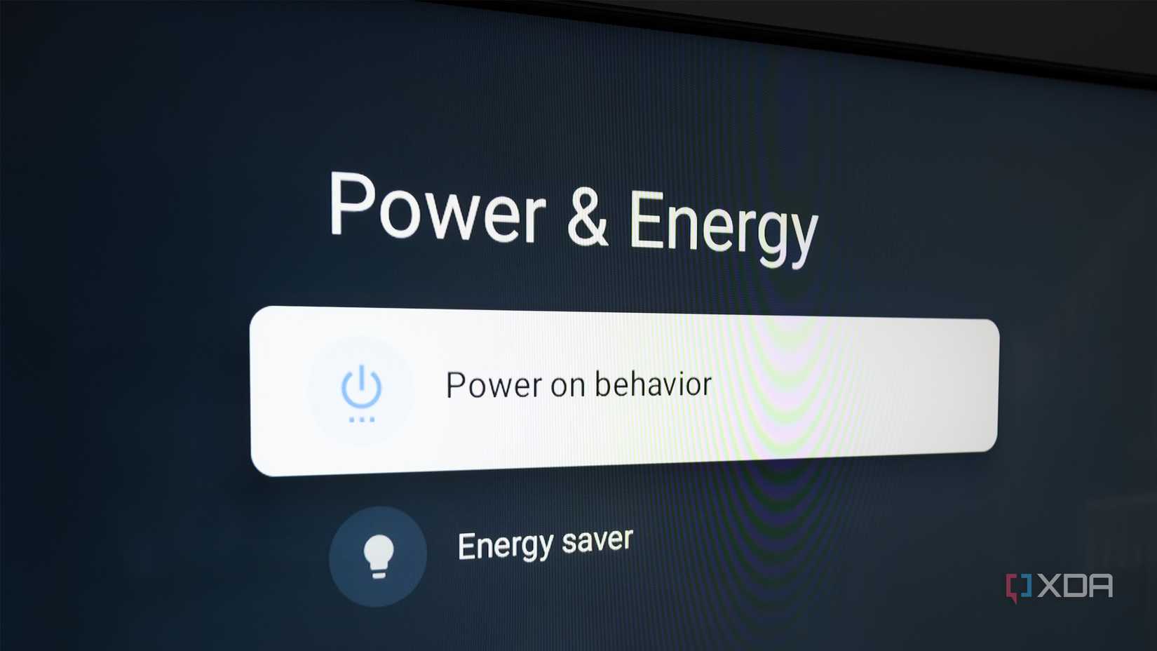 Power & Energy settings on a TV