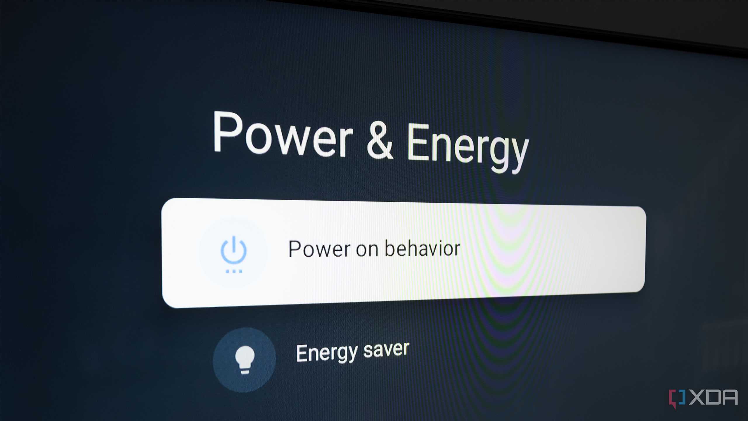 Power & Energy settings on a TV