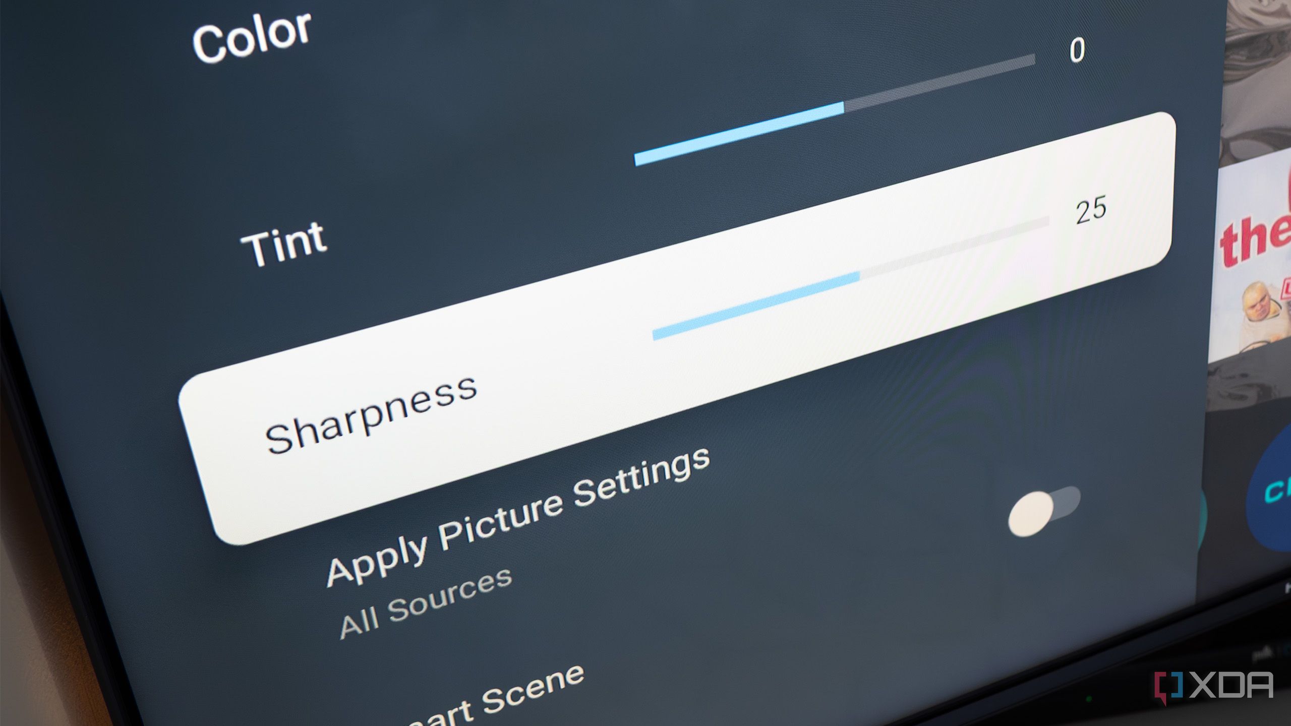 A TV's sharpness setting