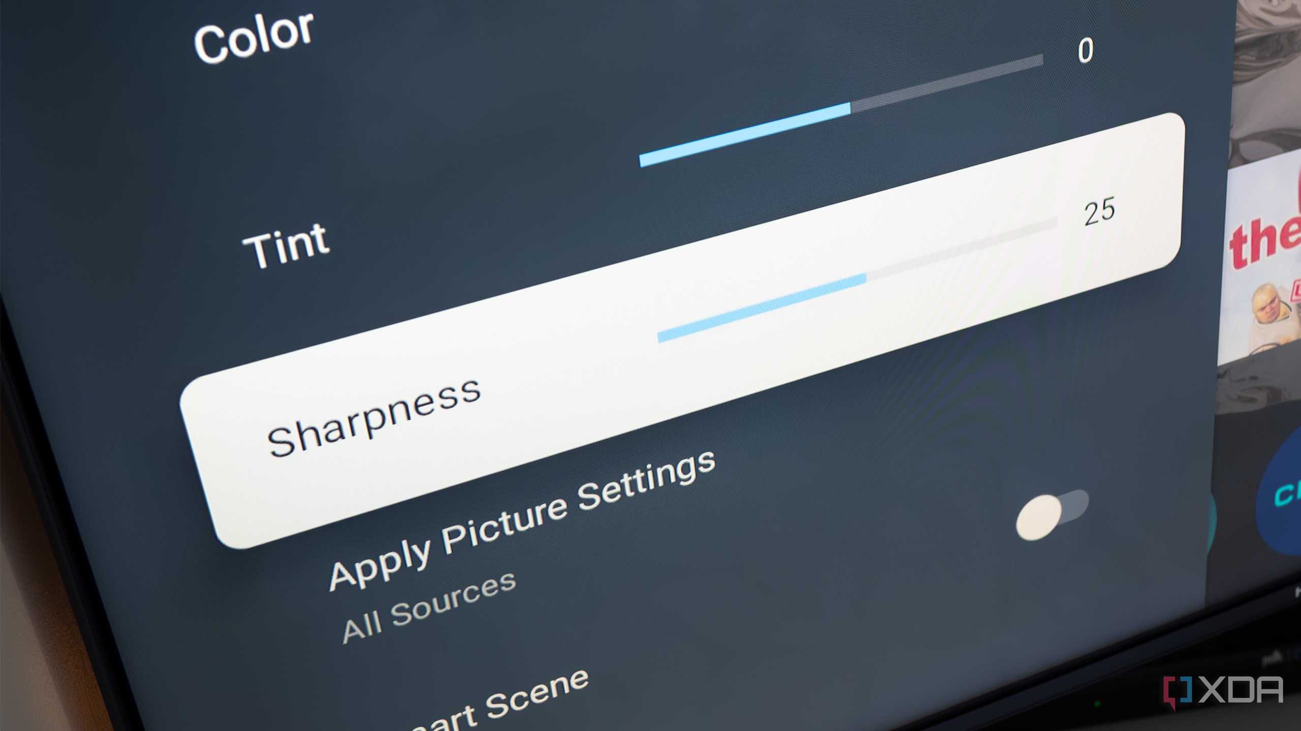 A TV's sharpness setting