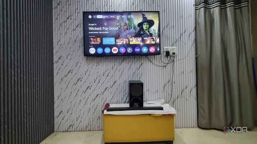 photo of tv with sony soundbar