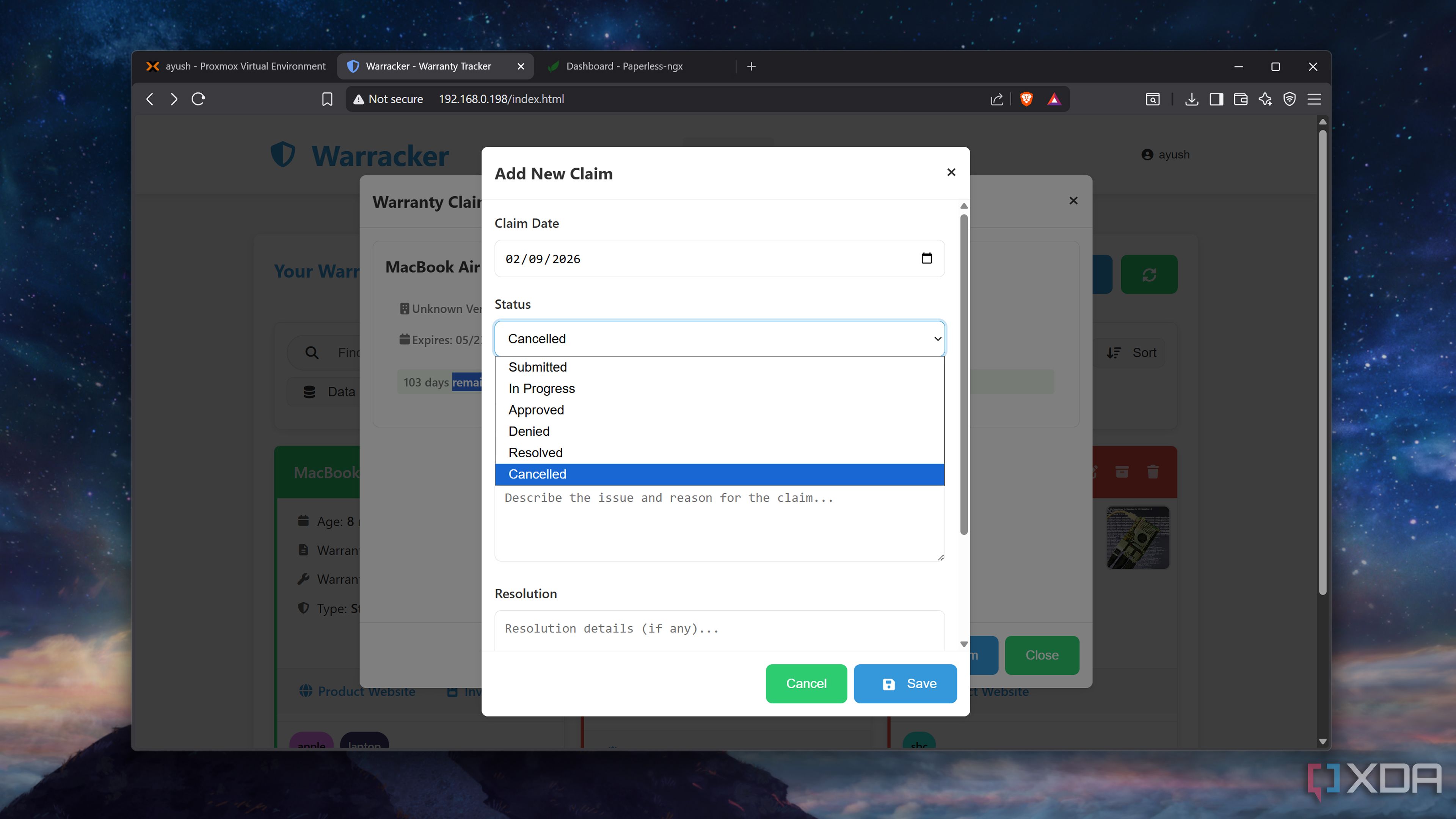 I track every warranty and receipt with this free self-hosted tool