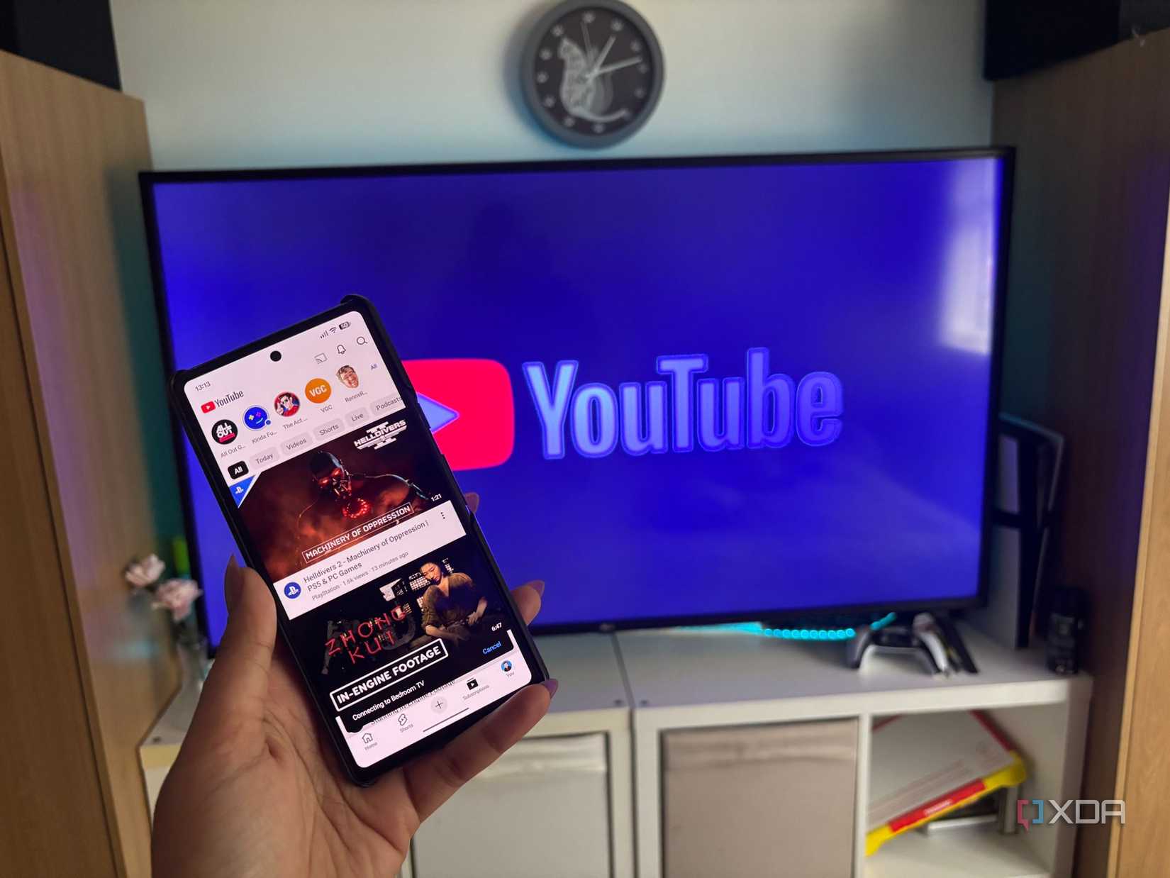 Chromecast in use on the phone.