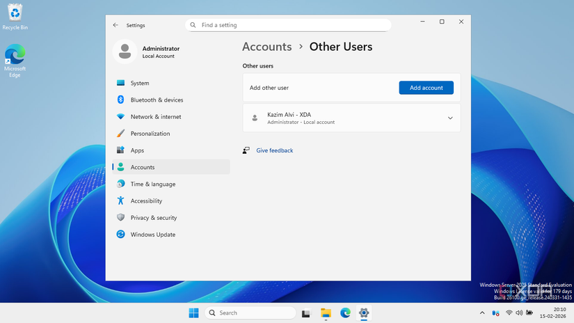 configuración de usuario en Windows Server
